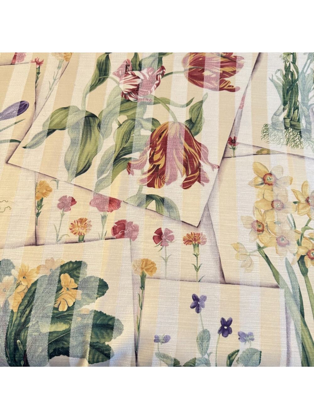 Jay Yang Fabric Striped Floral Botanical Upholstery Curtain 2.7 yds 56" Width